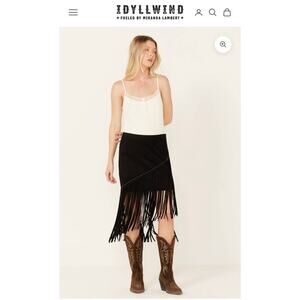 Idyllwind by Miranda Lambert Womens M Black Fringe Skirt Western Boho